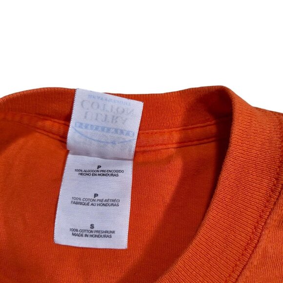Edgy Bright Orange Chicago County Jail Raw Hem Baby Tee Crop Top - Picture 3 of 3